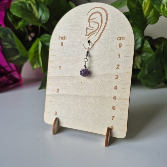 Wire Wrapped Handmade Gemstone Bead Earrings w/ 925 Sterling Silver Fishhooks - Picture 3 of 7